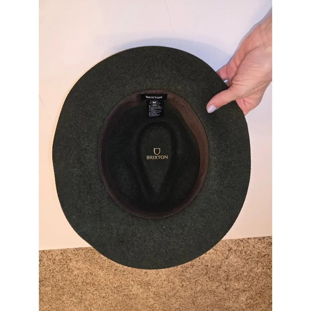 BRIXTON Wool Fedora Hat Leather Band 00212 M 7 1/4 (58 cm) -- Moss Green Western